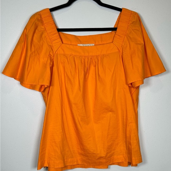Fall Top! LOFT Orange Ruffled Flutter Sleeve Blouse #twee #mod #fall #orangetop - Picture 1 of 7